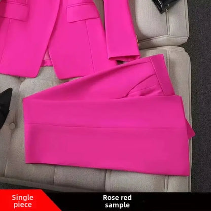 Elegant Women's Fashionable White Western-Style Suit Zihongsuitsuit High-End Business Attire Long-Pants Set For Special Occasion