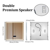 LUVODI Large Illuminated Bluetooth Bathroom Mirror Rectangle Anti-fog LED Bathroom Vanity Mirror with Bluetooth Speaker 3 Color