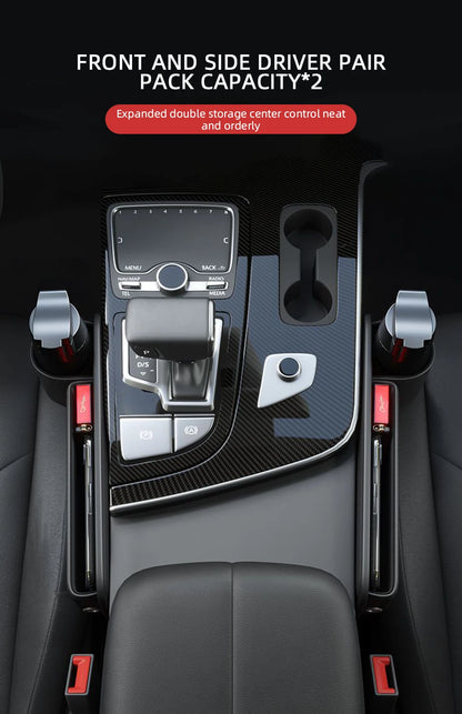 Universal Car Seat Gap Organizer Storage Box Multifunction Leather Crevice Side Storage Pocket Wallet Keys Card with Cup Holder