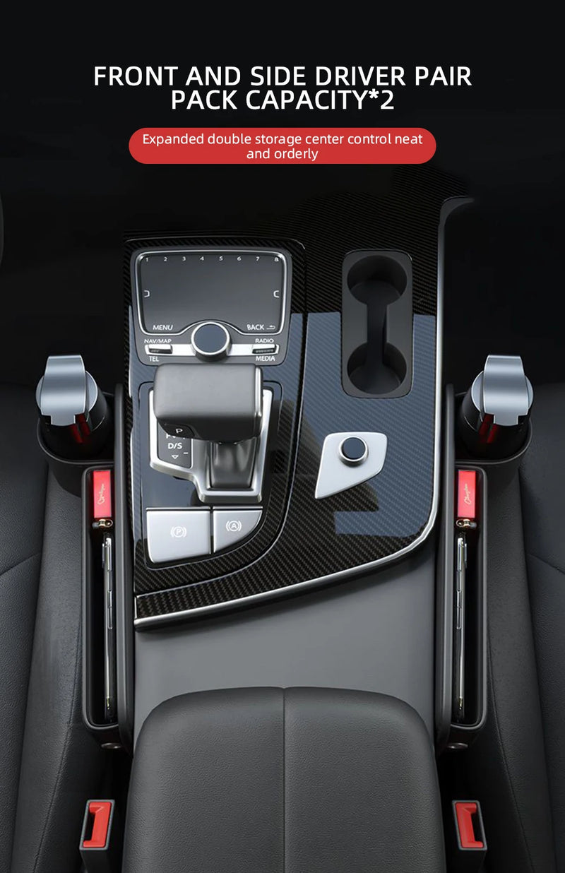Universal Car Seat Gap Organizer Storage Box Multifunction Leather Crevice Side Storage Pocket Wallet Keys Card with Cup Holder