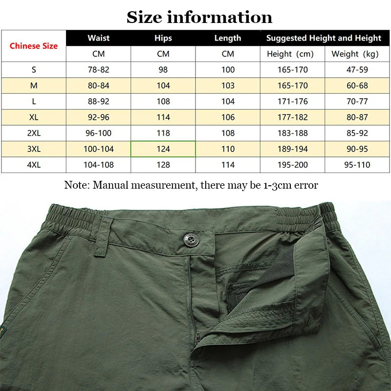 Men's Summer Tactical Cargo Pants Lightweight Casual Waterproof Trousers Casual Pants Wear-Resistant Multi-Pocket Outdoor Hiking