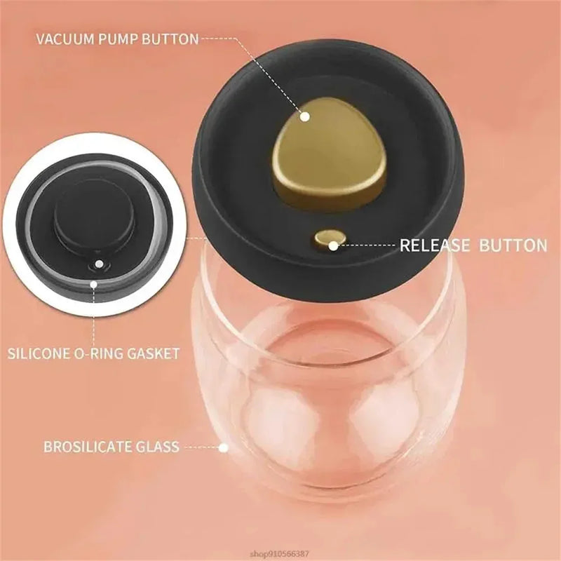 Coffee Beans Vacuum Sealed Tank Transparent Glass Food Storage Jars Household Moisture-proof Air Extraction Airtight Container