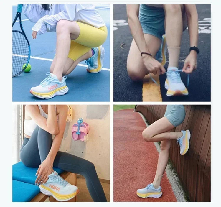 HOKA Sport Running Shoes Bondi 8 Breathable Anti Slip Cushioning Road Runs Shoes Men Sport Shoes Lifestyle Outdoor Sneaker Women