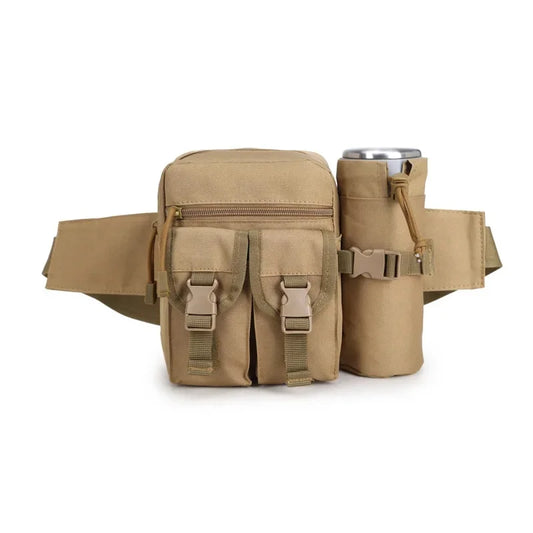 Tactical Running Waist Bag Outdoor Small Waterproof Canvas Backpack Unisex Sports Functional Bottle Carrier For Outdoor Activiti