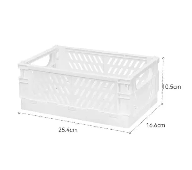 Caja de almacenamiento plegable de plástico, cesta apilable, bonita caja para maquillaje, joyas, juguetes, organizador portátil. 