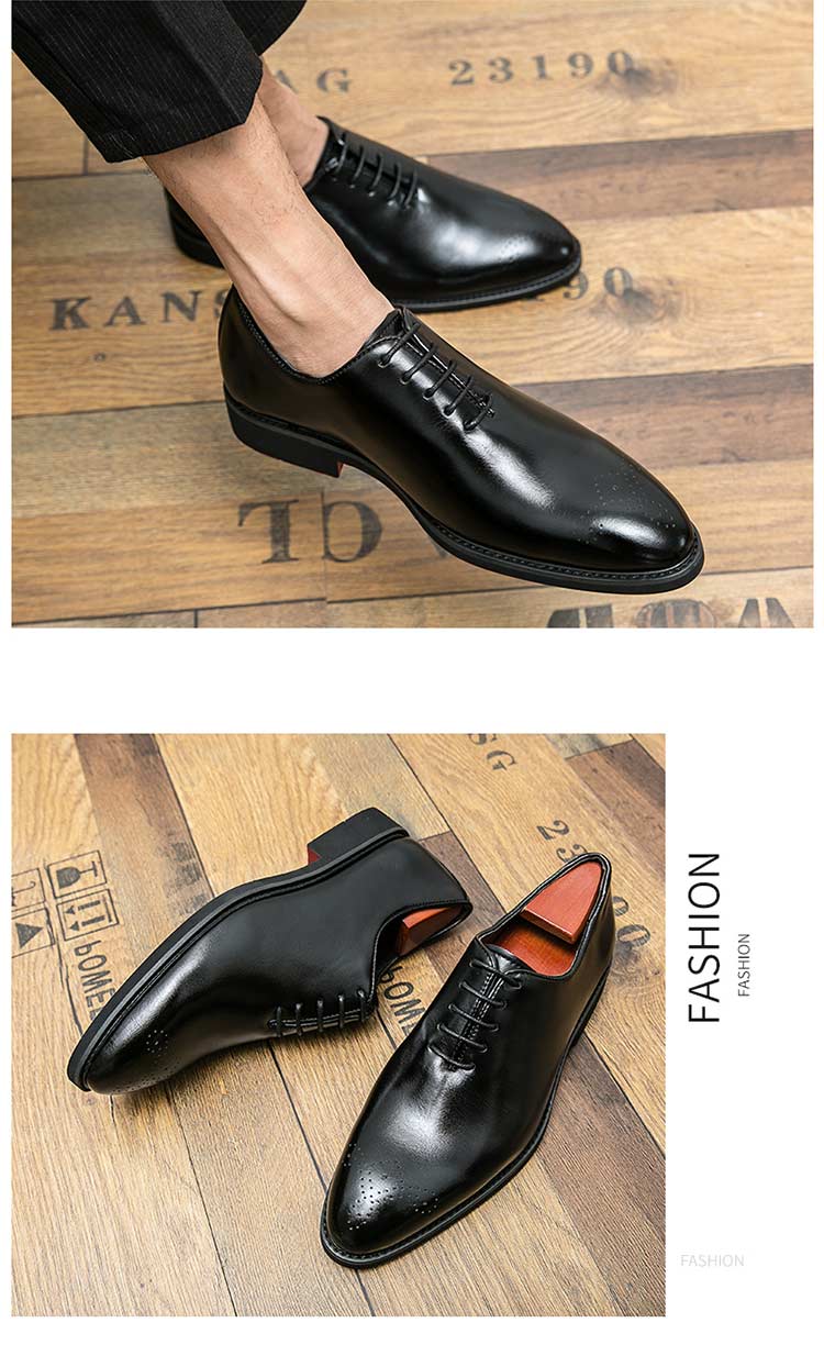 New Red Sole Brogue Shoes Men Black Business Men's Formal Shoes Lace-up Round Toe Spring/Autumn