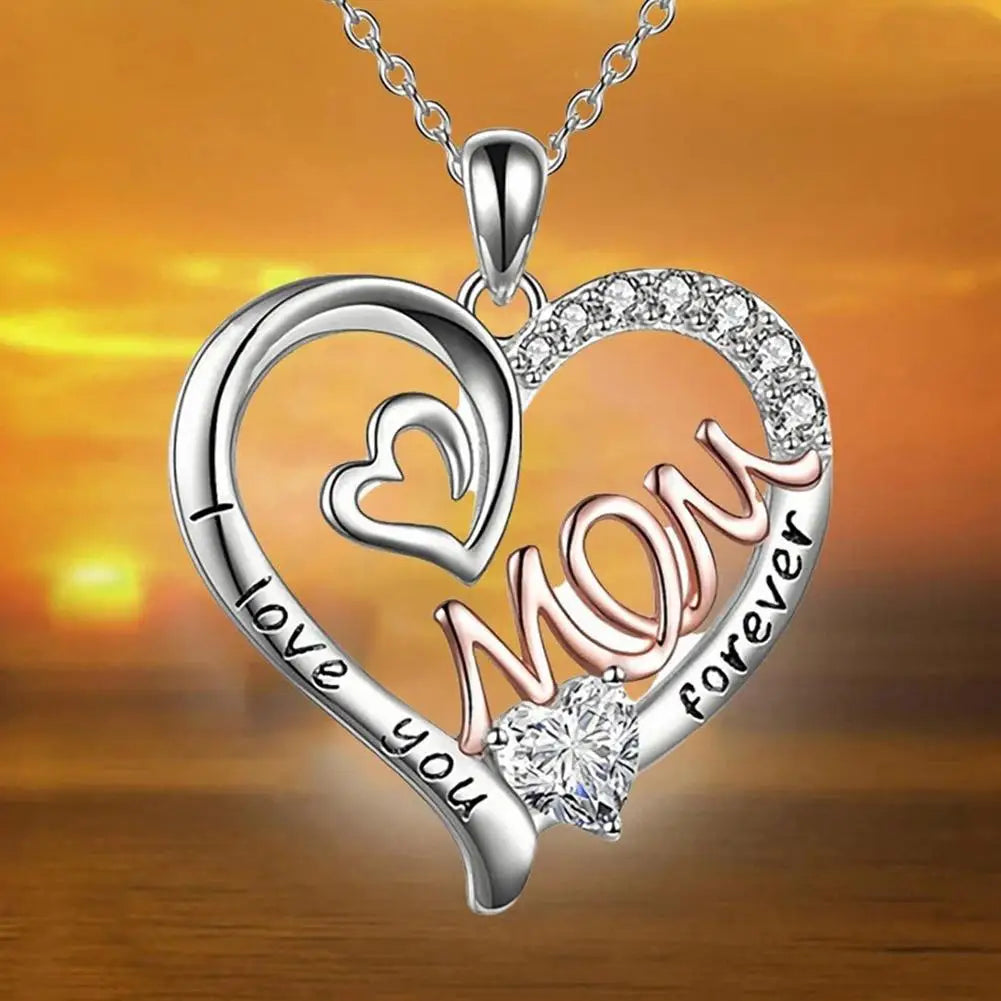 Collar con colgante de flor de amor para el Día de la Madre, cumpleaños, mamá, letra, chapado en oro, joyería de aleación plateada.