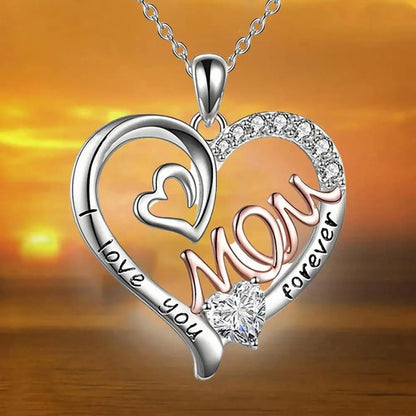 Collar con colgante de flor de amor para el Día de la Madre, cumpleaños, mamá, letra, chapado en oro, joyería de aleación plateada.