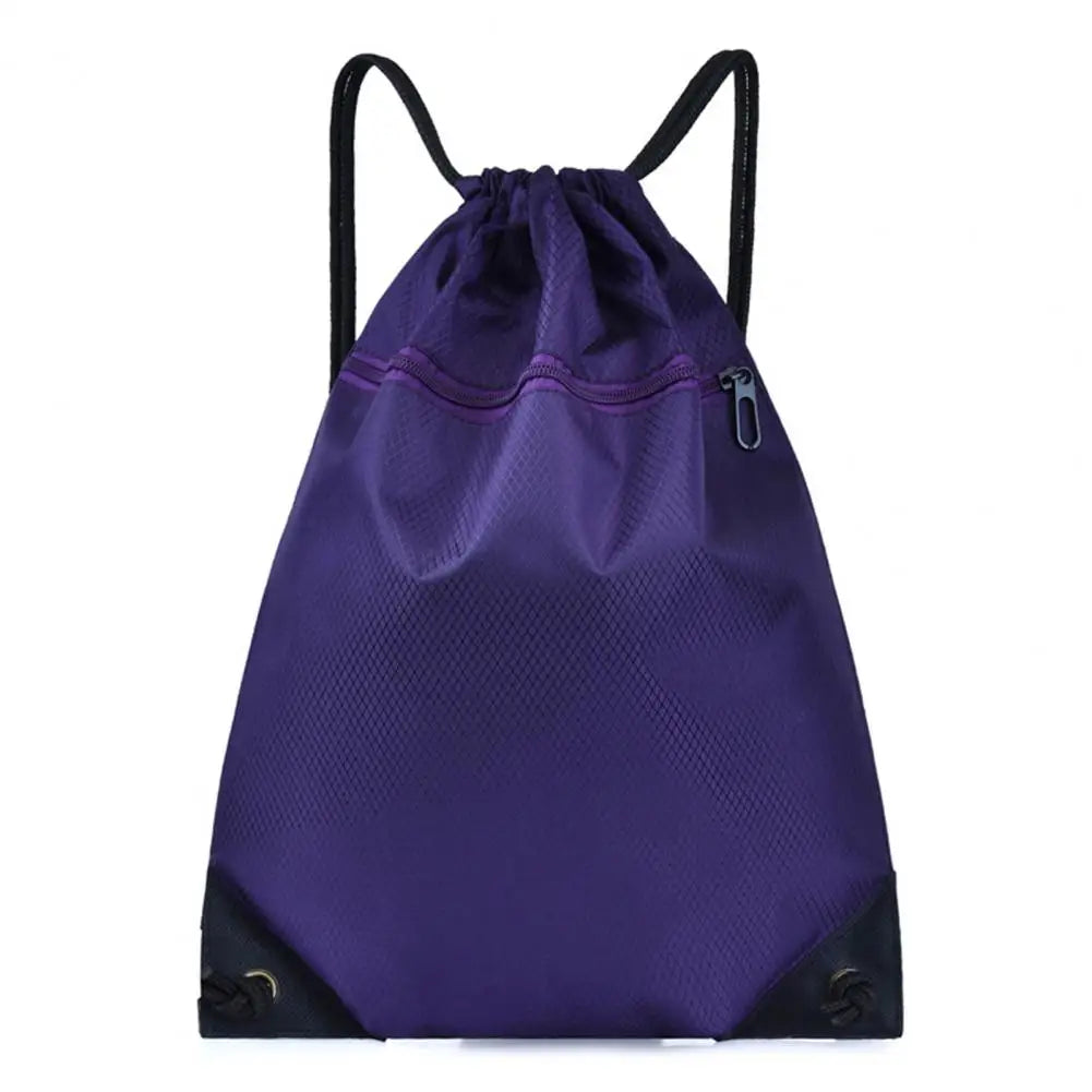 Unisex Sports Backpack Foldable Water-resistant Pure Color Drawstring Backpack Travel Portable Beach Bag