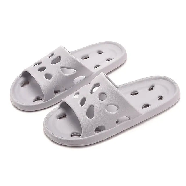 Bathroom Shower Slippers for Men and Women, Hollow Slides, Eva Shoes, Soft Non-Slip Slippers, Pair of Indoor and Outdoor Sandals, Summer 