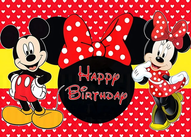 Disney Cartoon Theme Photography Background, Mickey, Minnie Mouse, Baby Shower, Happy Birthday, Gender Reveal, Banner for Children, 1Set 