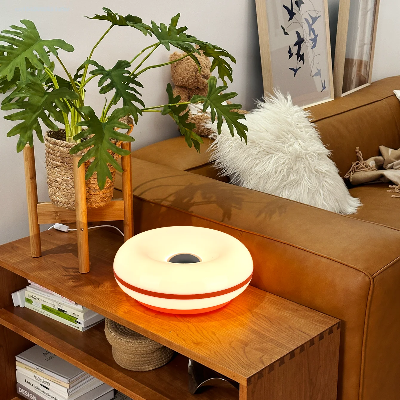 Bauhaus table lamp USB plug bedroom bedside lamp living room dining room decoration donut ambient light (Not glass)