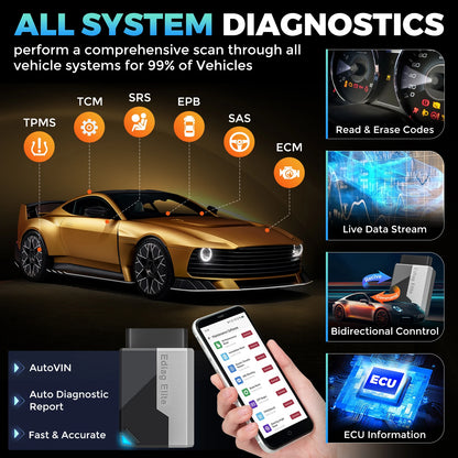 KINGBOLEN EDIAG ELITE All System OBD2 Scanner Car Diagnostic Tools 15 Reset Active Test CAN FD FCA Autoauth Lifetime Free Update