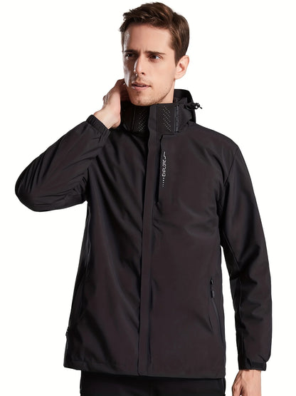 Men's Lightweight Waterproof Rain Jacket, Hooded Shell Outdoor Raincoat Hiking Windbreaker Jacket Coat