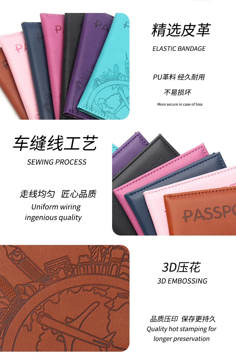 Global Flight Printed Passport Holder Leather Passport Covers Lightweight Airplane Passport Case Id Holder Plane Ticket Holder