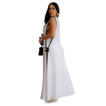 Two Piece Set Women Tracksuit Spliced Vest Pant Sets Elegant High Street Work Ankle Length Wide Leg Pants Loose Matching Sets
