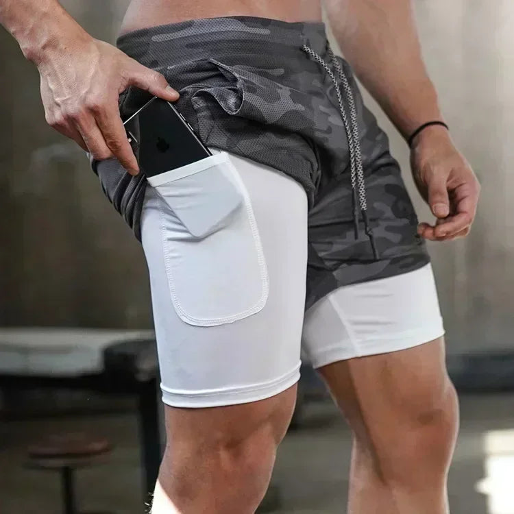 Men's Sports Shorts Anime Performance Shorts Printed Men GYM Casual Sport Compression Shorts Workout Running Mesh 2 in 1 Shorts
