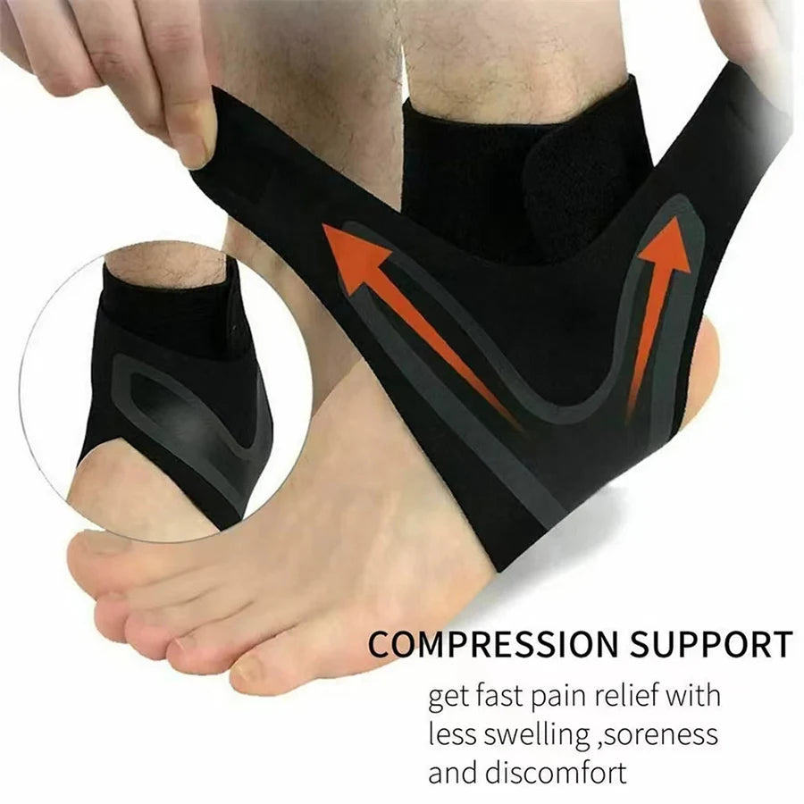 WRELS Sports Ankle Brace Support Adjustable Compression Sleeve Elastic Foot Breathable Anti-Sprain Support Heel Protective Strap
