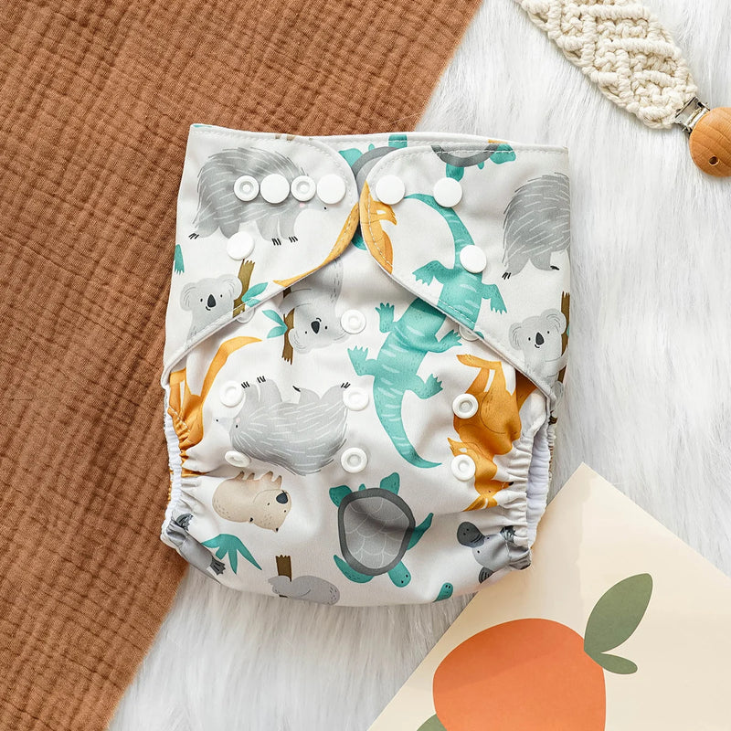 Pañales de tela para bebé, impermeables, reutilizables, ajustables, ecológicos, 100 % poliéster.