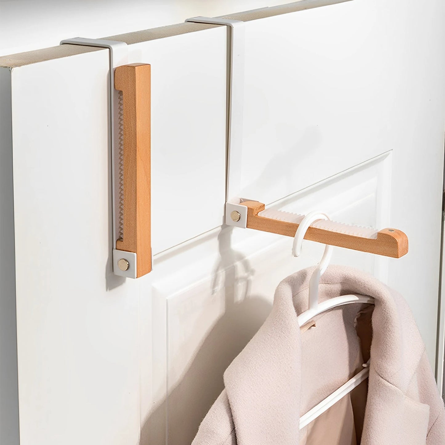 Tendedero plegable para puerta, 2 unidades, portátil, para colgar en la parte trasera de la puerta, para colgar toallas y abrigos, ideal para armario o lavandería.