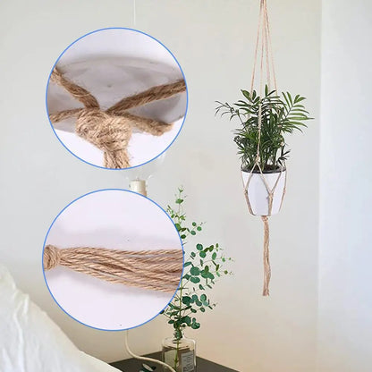 1pcs Braided Rope Hanging Basket  Flower Pot Straw Macrame Net Hanger Garden Holder Craft Plant Balcony Decor Accessories