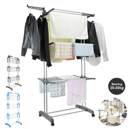 [EU Stock] Drying Rack Clothes Rack Clothes Storage Shelf Folding Rack Floor-Standing Coat Shelf Bedroom Hanging Rack