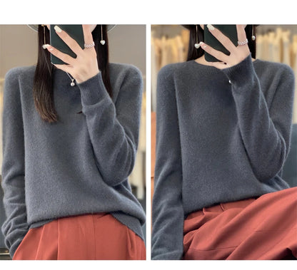 New cashmere sweater women's sweater in autumn and winter 100% merino wool fashion O-neck autumn warm pullover top
