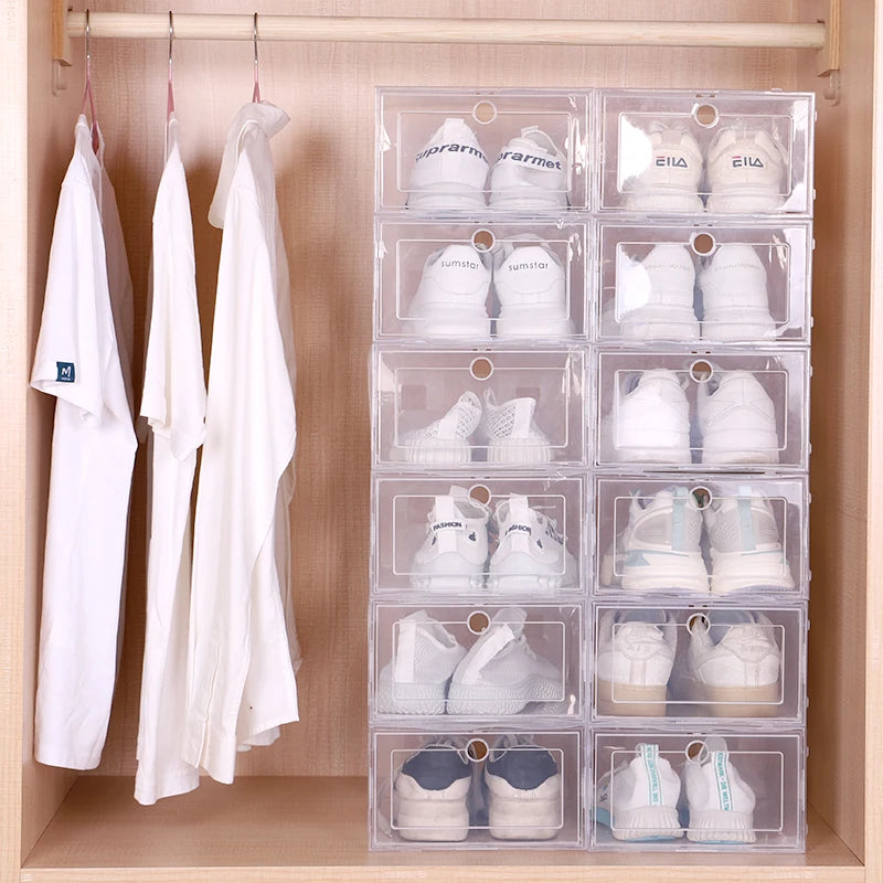 6pcs/set Antioxidant shoe cabinet High Transparent slippers sneakers storage shoes box dustproof shoe organizer box