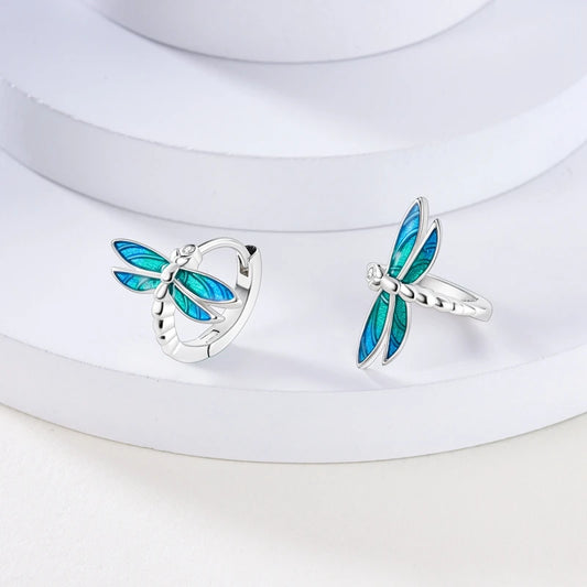 Pendientes de mariposa y libélula de colores en plata de ley 925 auténtica para mujer, exquisitos regalos de cumpleaños y aniversario.
