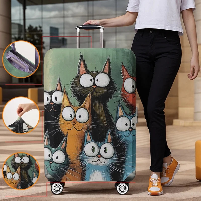 Cat pattern luggage protection cover, suitable for 18-32 inch luggage covers, luggage handle gloves, travel accessories