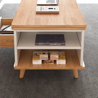 Mesa de centro elevable con almacenamiento Trau, blanca, alta, moderna, nórdica, minimalista, para apartamento, muebles para el hogar
