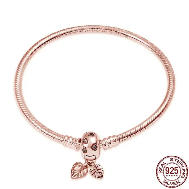 Original 925 Silver Bracelet Snake Chain 17-20 Evil Eye Heart Star Zircon For Charms Beads Pendant Anniversary Jewelry Making Gifts 