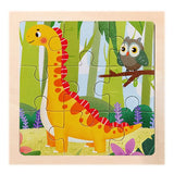Novo Quebra-Cabeça de Madeira Montessori de 9 Peças – Temas de Dinossauros e Transportes (Estilo Cartoon) – Quebra-Cabeça 3D Educativo para Aprendizado Precoce