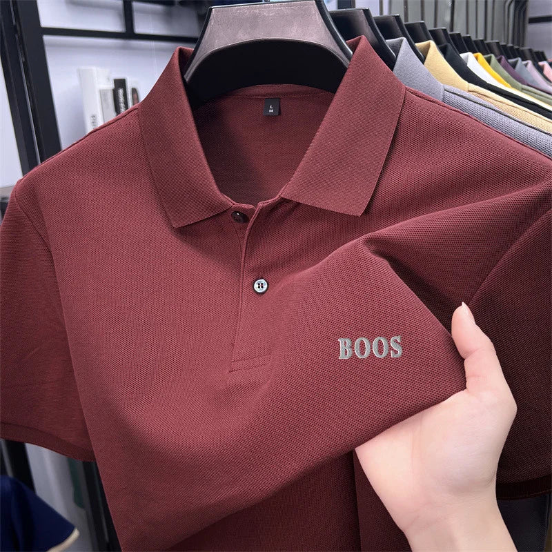 Cotton100% Men's Summer High Quality Short Sleeves Polo Shirt Lapel Button Letter Printing T-Shirt Business Leisure Men Clothing
