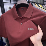 Cotton100% Men's Summer High Quality Short Sleeves Polo Shirt Lapel Button Letter Printing T-Shirt Business Leisure Men Clothing