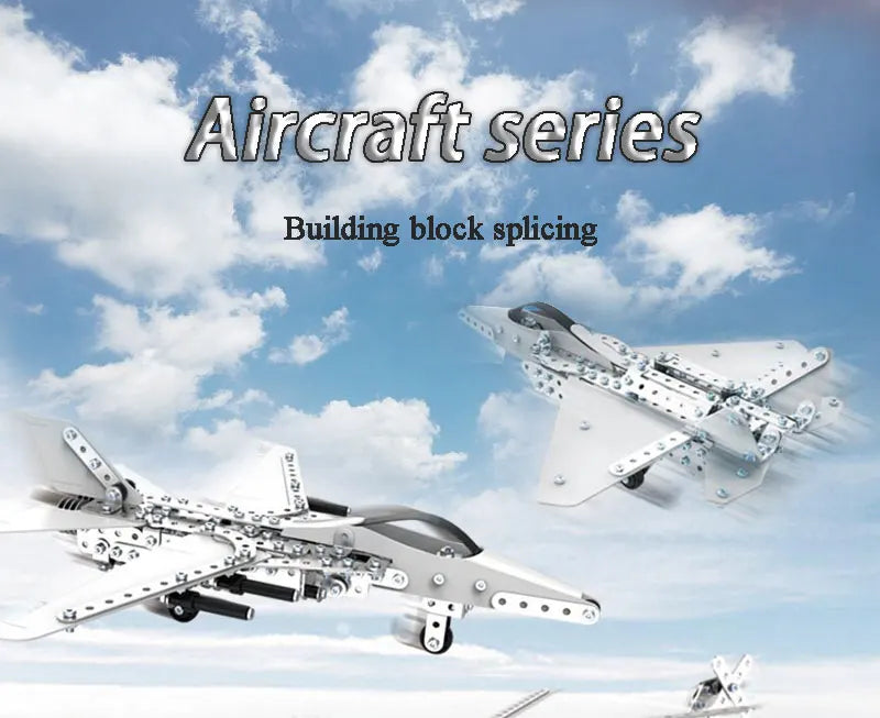 Children DIY Metal 3D Assembly Building Blocks Aircraft Warship Model Screw Nut Metal Toys Adult High-Difficulty Puzzle
