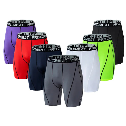 Men Bodybuilding Shorts Fitness Workout Inseam Gym Knickers Male Muscle Alive Elastic Compression Tights Skinny Leggings Hombre