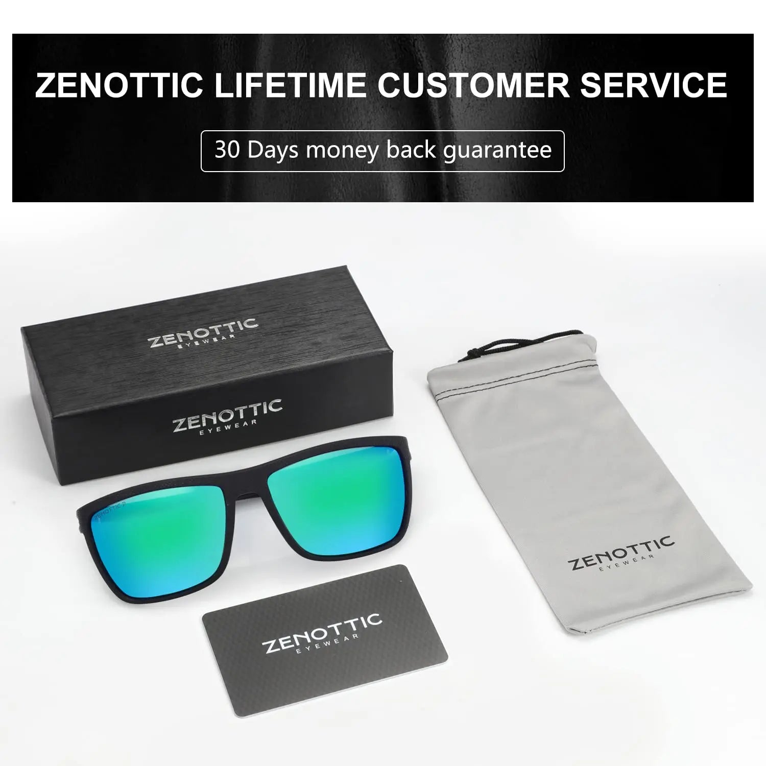 ZENOTTIC Polarized Sunglasses for Men Shades Lightweight TR90 Frame UV400 Protection Square Outdoor Travel Driving Sun Glasses