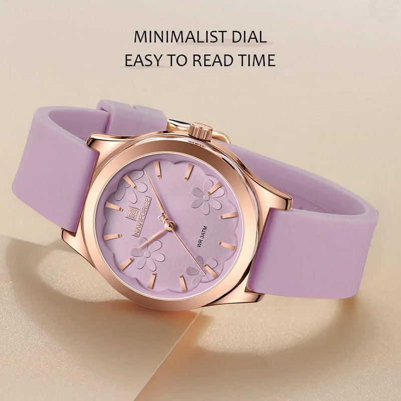 NAVIFORCE NF5051 Women Watch Silicone Quartz Wrist watches for Women Sport Clock Girls Gift Ladies Watches