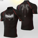 Camisetas deportivas de cuello alto para hombre, de secado rápido, para fitness, running, de manga corta, de compresión, informales, para ciclismo al aire libre, transpirables. 