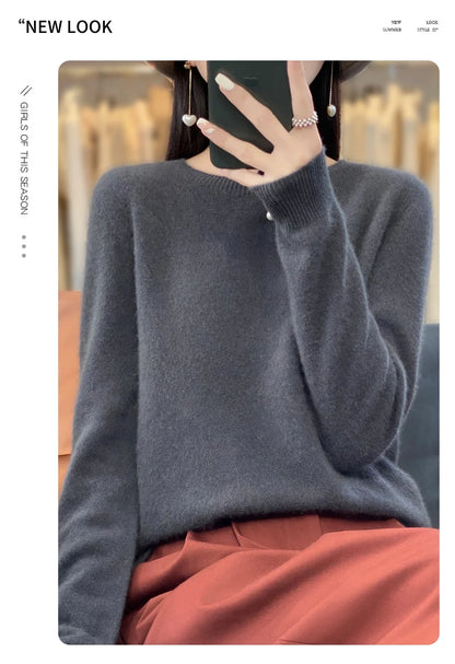 New cashmere sweater women's sweater in autumn and winter 100% merino wool fashion O-neck autumn warm pullover top