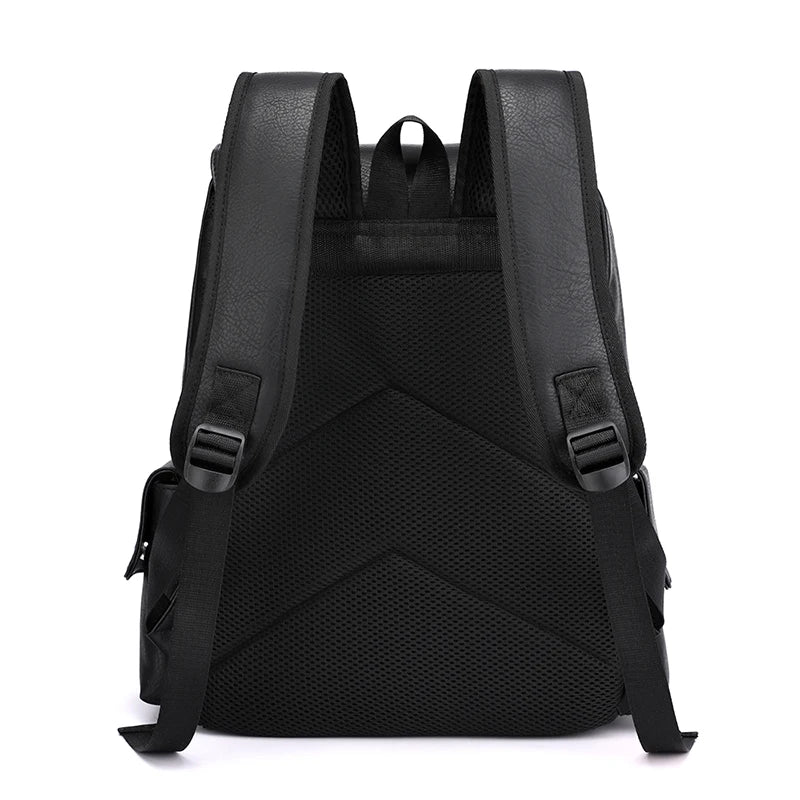 Mochila de piel sintética para hombre, mochila grande para portátil, mochila negra para adolescentes y niños, mochila marrón, 2023