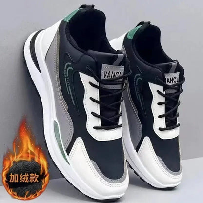 Zapatillas deportivas informales de retazos para hombre, zapatos de malla transpirables para hombre, zapatillas de tenis para correr al aire libre, zapatillas masculinas cálidas con cordones y antideslizantes.
