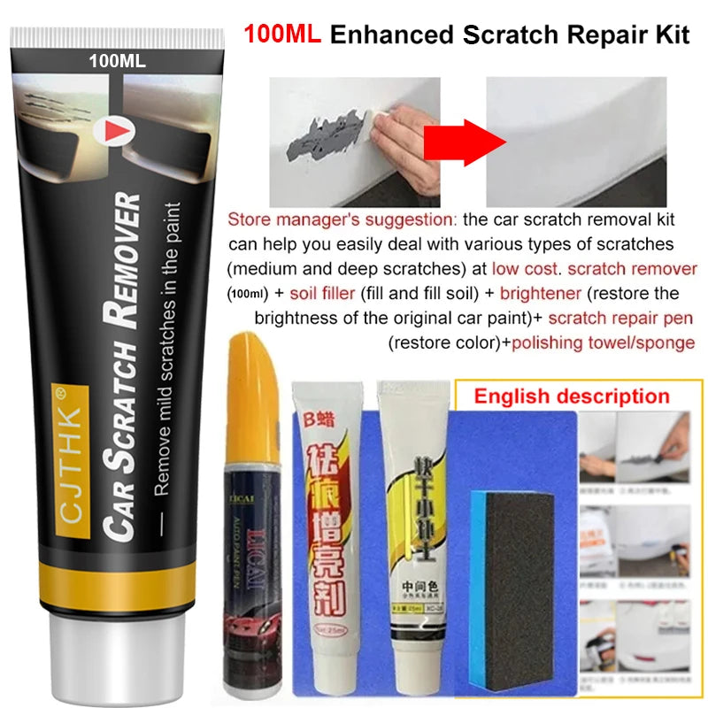 Car Scratch Remover Car Polishing Paste With Sponge Car Body Paint Care Remove Scratch Repair Broken Paint Smooth Car Body