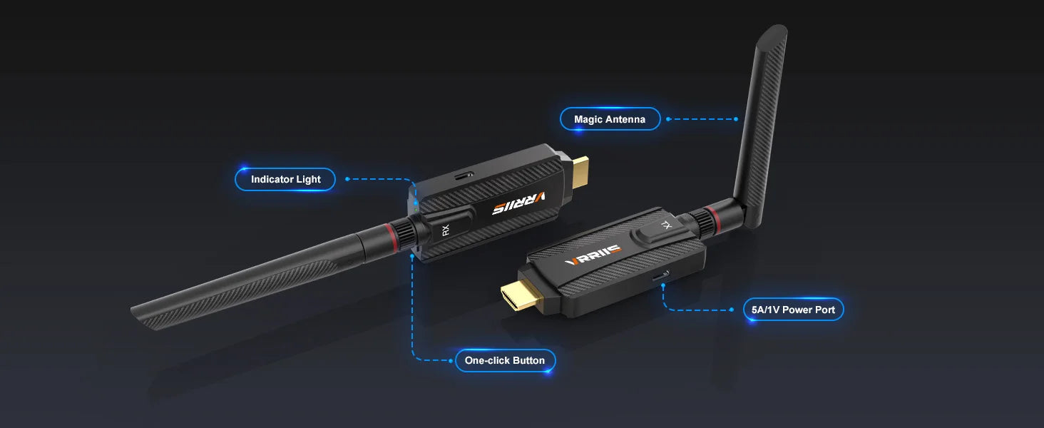 200M Wireless Hdmi Video Transmitter and Receiver 5G Mini Extender TV Stick for Conference, Office, Projector and Home Camera