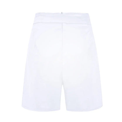 Y2K Solid Button Front Shorts Tie Waist Beach Summer High Waist Shorts Women's Clothing