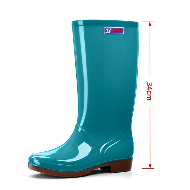 Sapatos de chuva femininos casuais pvc com veludo impermeável antiderrapante joelho-botas altas nova moda maré para razões botas de mujer