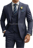 Mens Suit 3 Piece Slim Fit Suits for Men Double Breasted Suit Wedding Prom Suits Formal Business Dinner Tuxedo