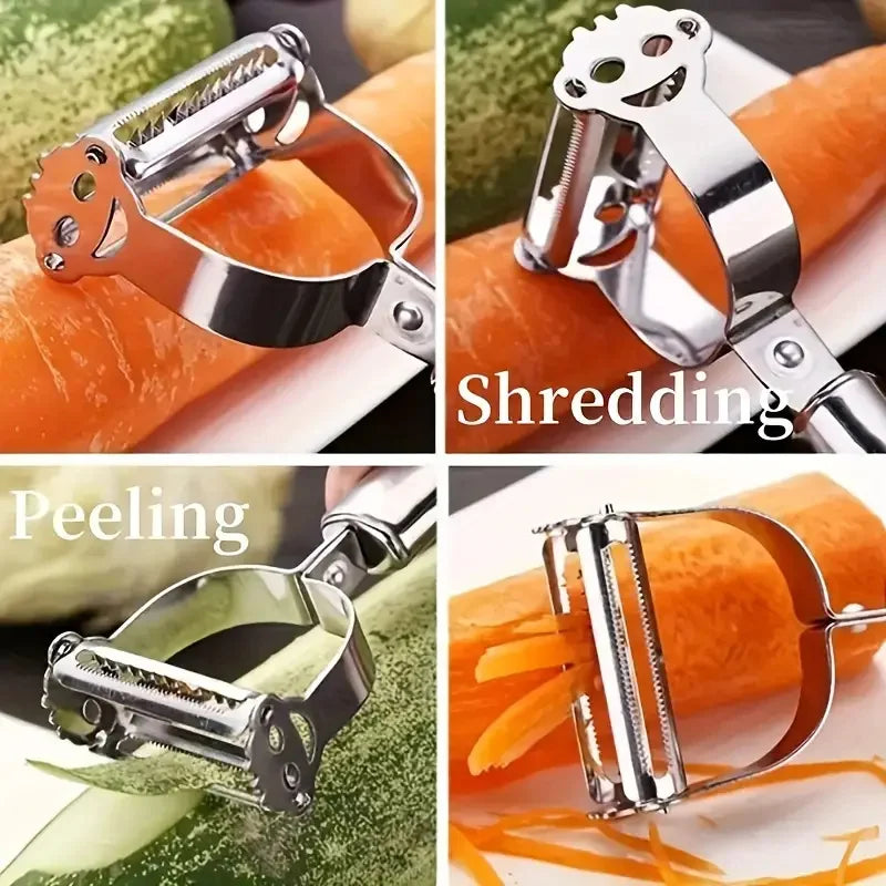 Kitchen Vegetable Peeler Stainless Steel Melon Planer Double-Head Peeler Household Multifunctional Fruit and Vegetable Peeler