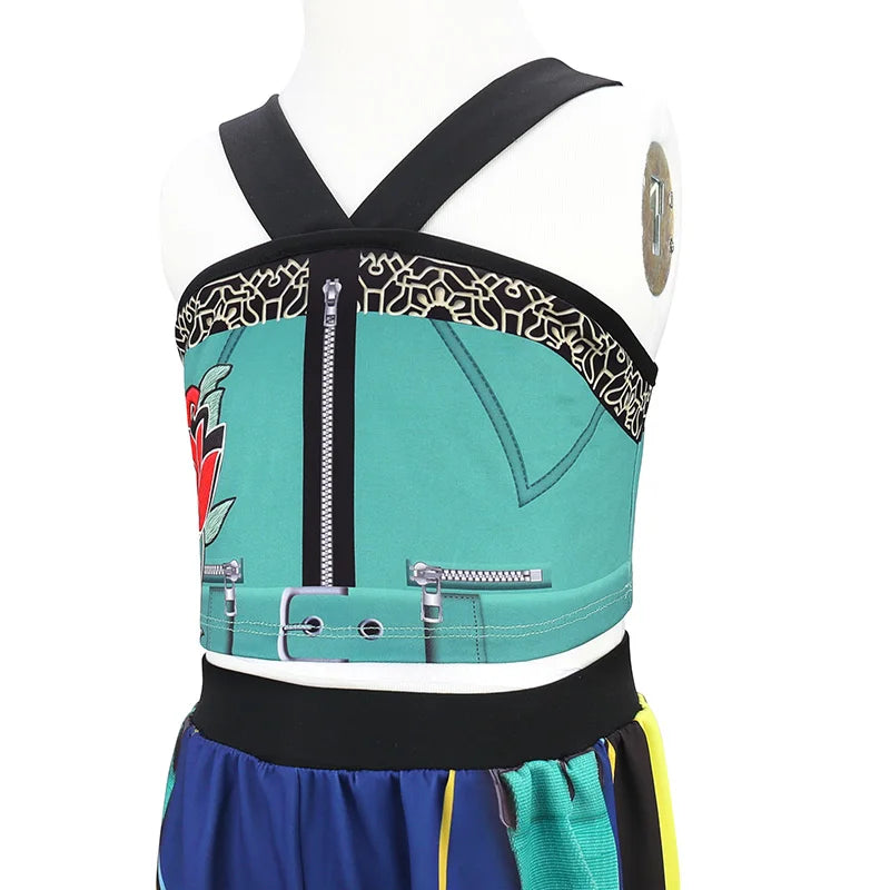 Girls' special occasion costumes Demon Hunter Rumi Girls Hip Hop Set Halloween Role Playing Dress Up Carnival Costume + Necklace